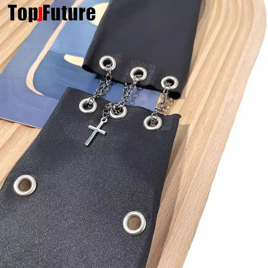 Women Men Y2K Girl Boy Gothic Harajuku Punk Steampunk Pre-Tied Ties rivet  Lengthened Student Uniform Necktie Accessories Tie